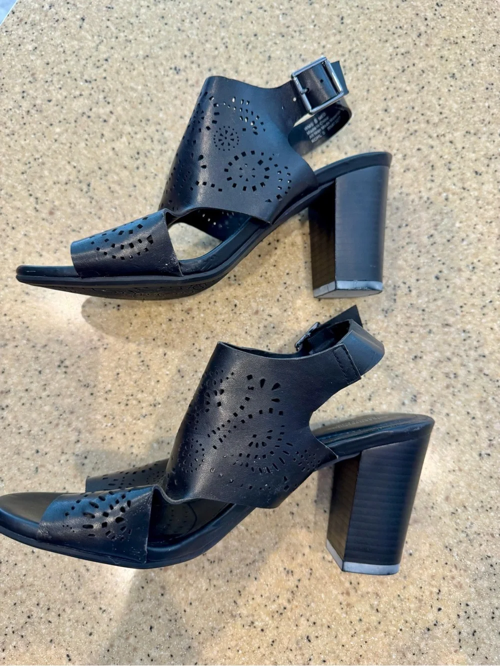 Kohl's Black Perforated Slingback Block Heel Sandals